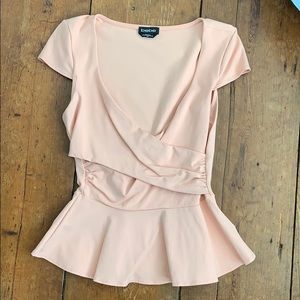 Stretchy cross cross sexy pink top